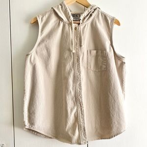 Vintage Forenza Sleeveless Beige Jacket with Hood L